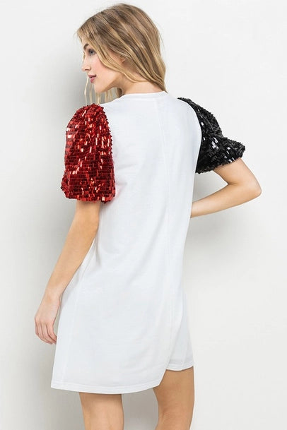 Gameday Sequin Sleeve Dress