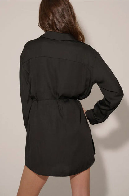 Solid Button Down High-Waisted Belt Shirt Romper