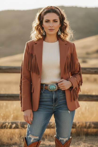 Boot Stitch Cow Tag Earrings