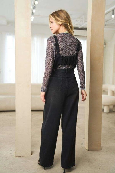 Detachable Cami Elastic Shirred Back Denim Overall
