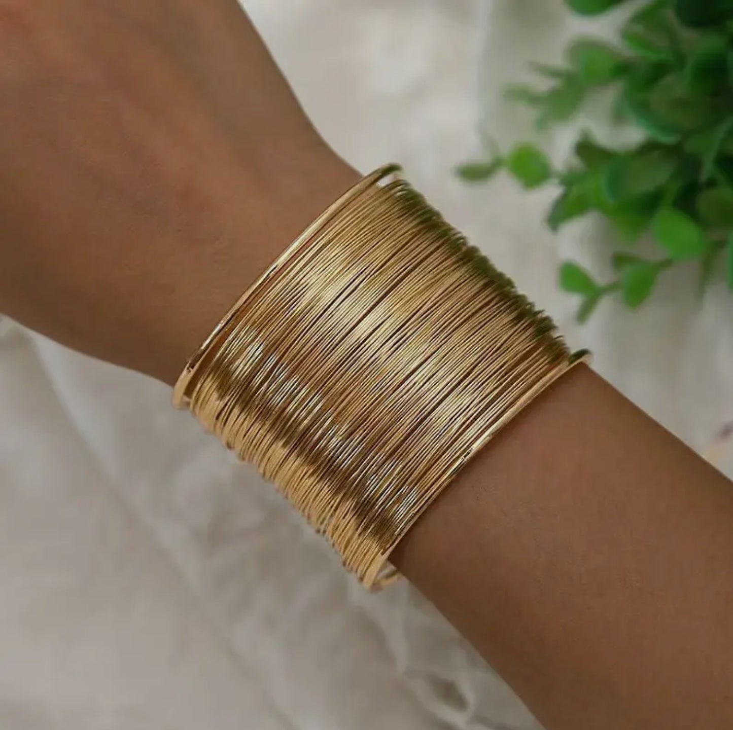 Gold Wire Cuff Bangle