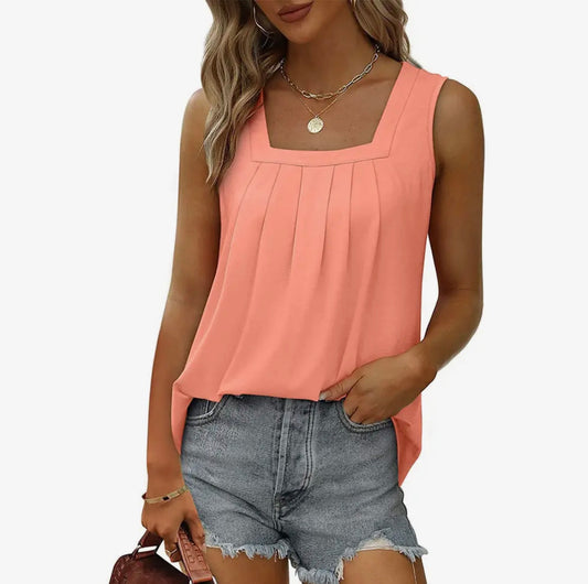 Summer Sunset Square Neck High-Low Tank
