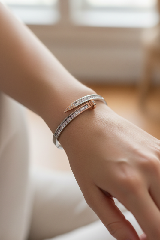 Stainless Steel Curved Nail Bangle