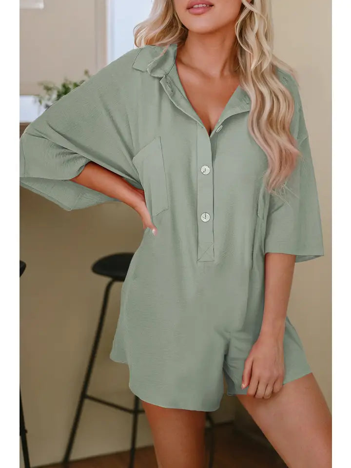 Half Button Collared Romper