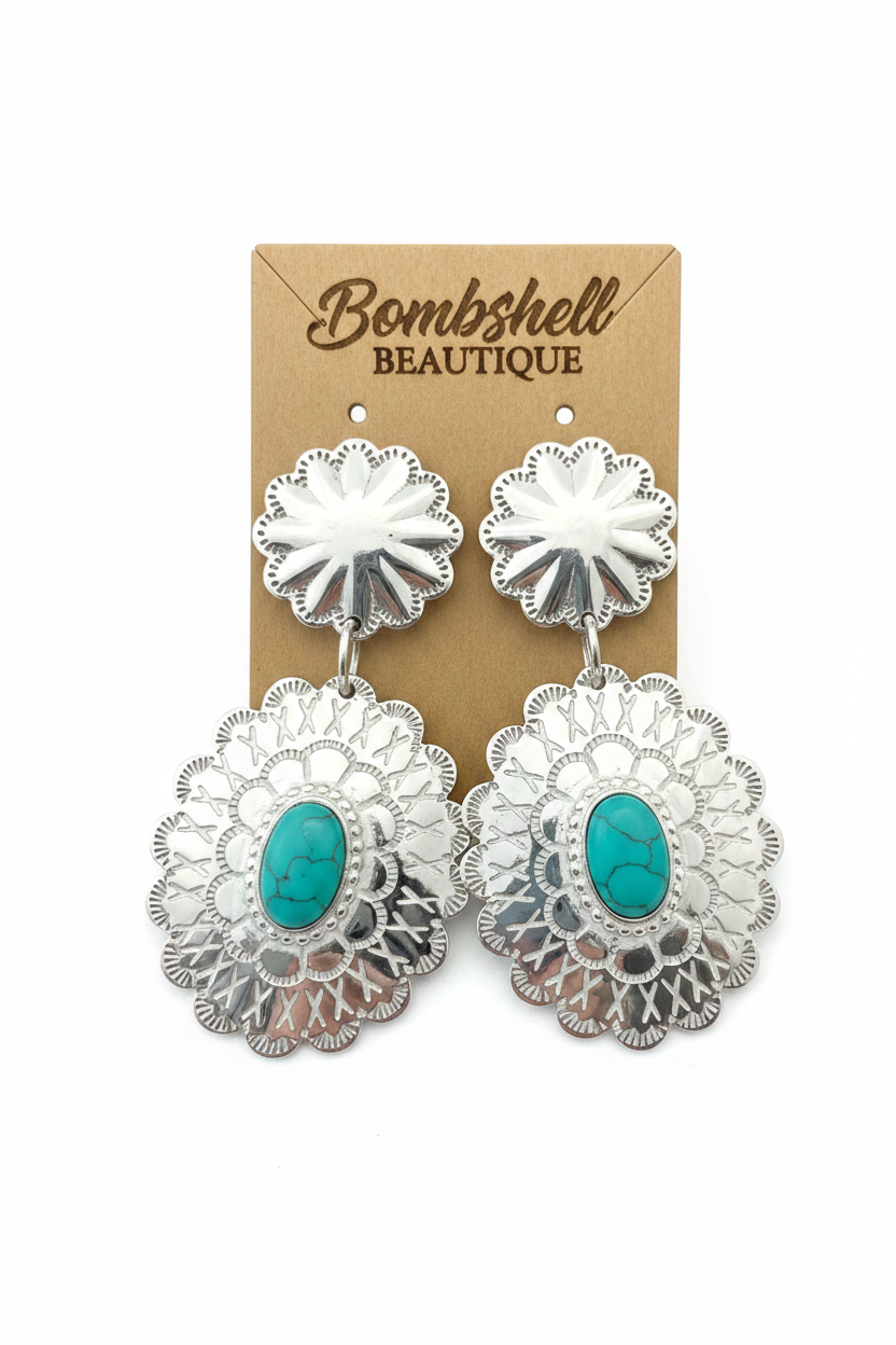 Turquoise Concho Earrings