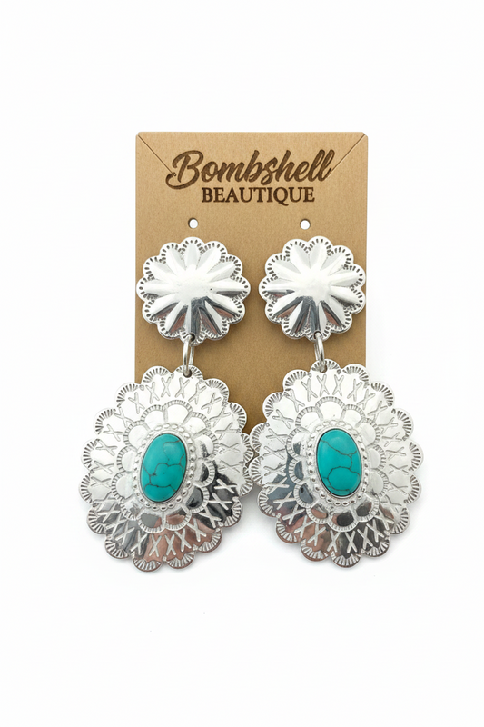 Turquoise Concho Earrings