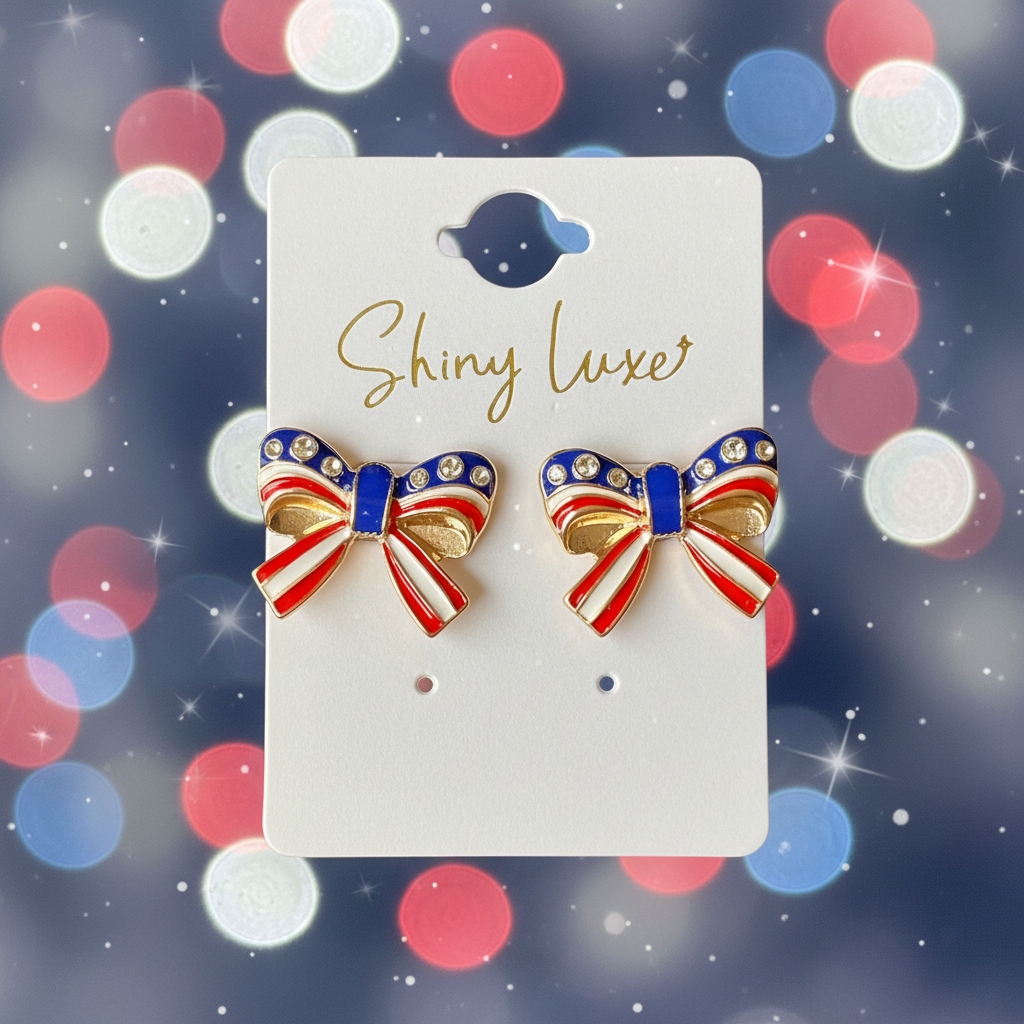 Patriotic Stud Bow Earrings