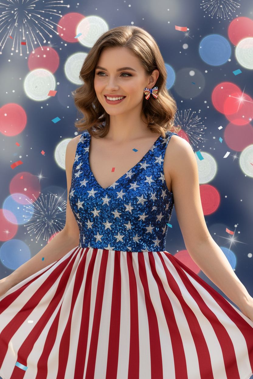 Patriotic Stud Bow Earrings