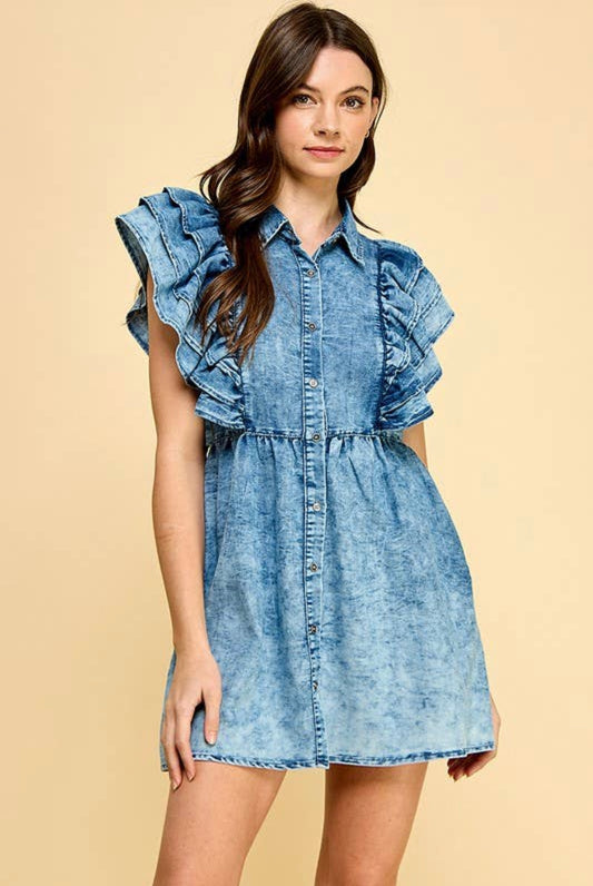 Denim Dreams Ruffle Dress