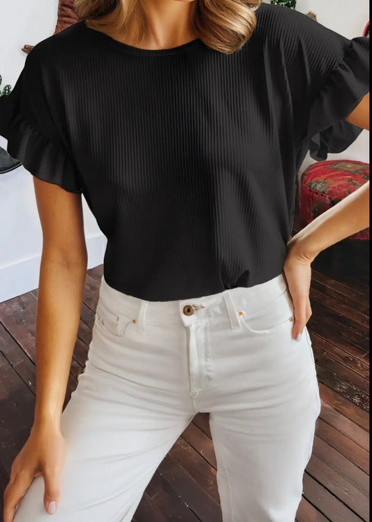 Ruffled Ribbed Top