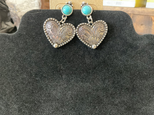 Embossed Heart Earrings