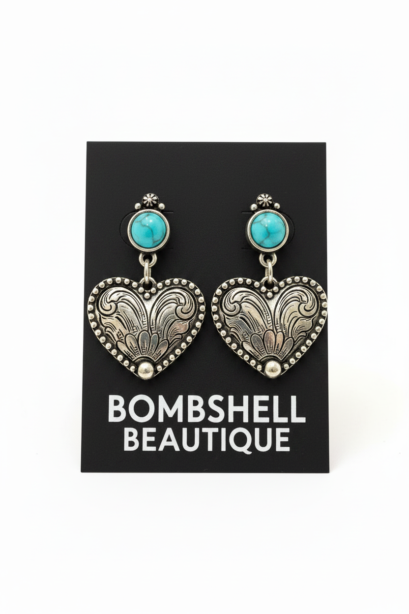 Embossed Heart Earrings
