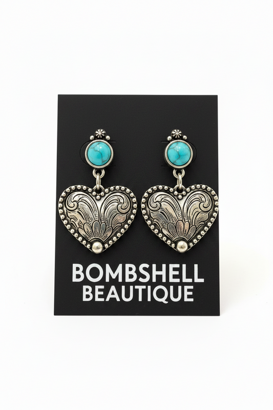 Embossed Heart Earrings
