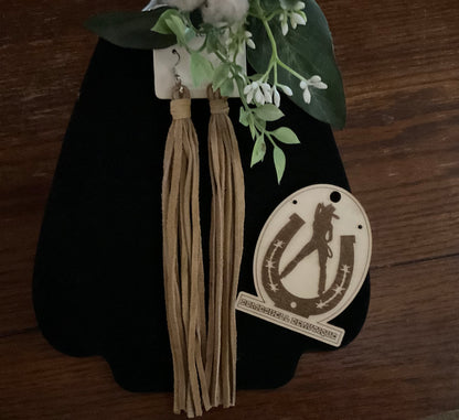 Leather Tassel Shoulder Duster Earrings