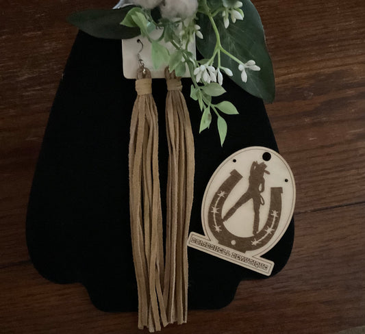 Leather Tassel Shoulder Duster Earrings