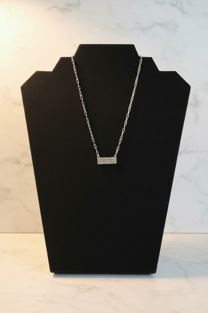 Boot-stitch Bar Necklace