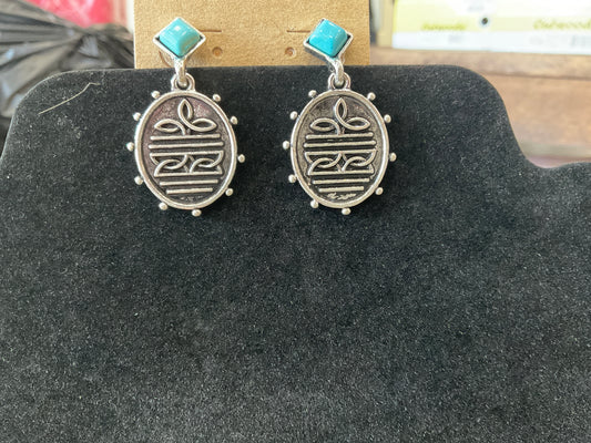 Turquoise Boot Stitch Earrings