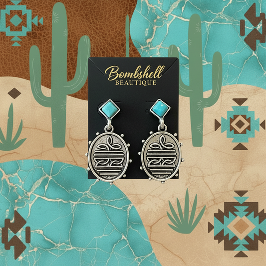 Turquoise Boot Stitch Earrings