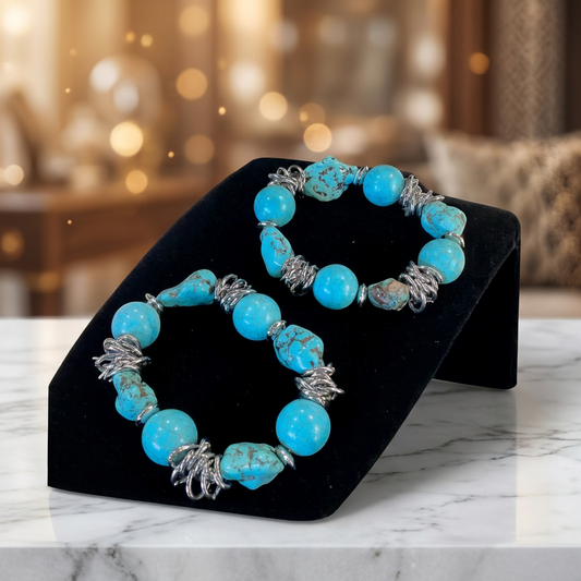 Stretch Bead and Stone Bracelet