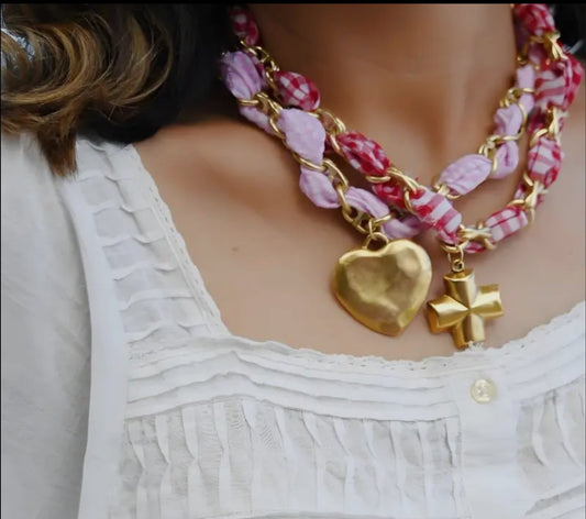 Twisted Scarf and Chain Pendent Necklace