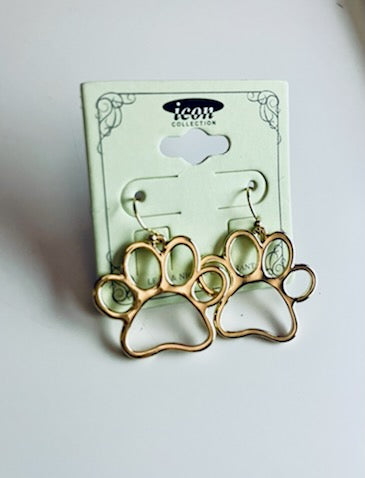 Stamped Metal Paw Earrings