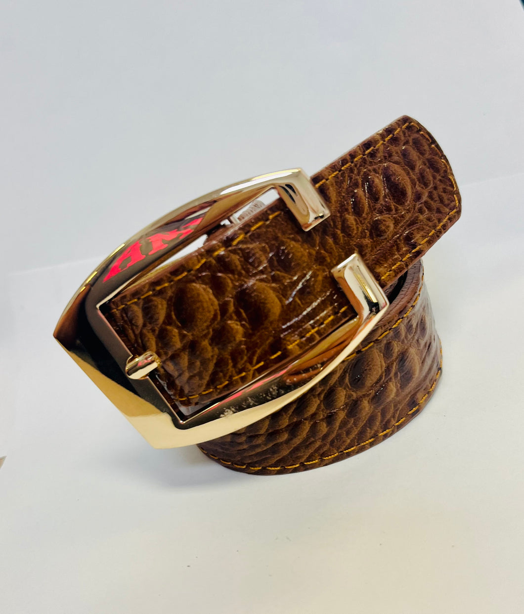 Golden Croc Leather Belt
