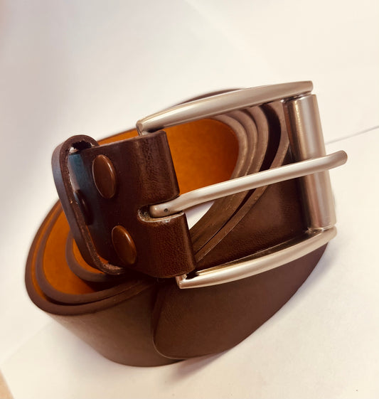 XL Silver Men's Leather Belt