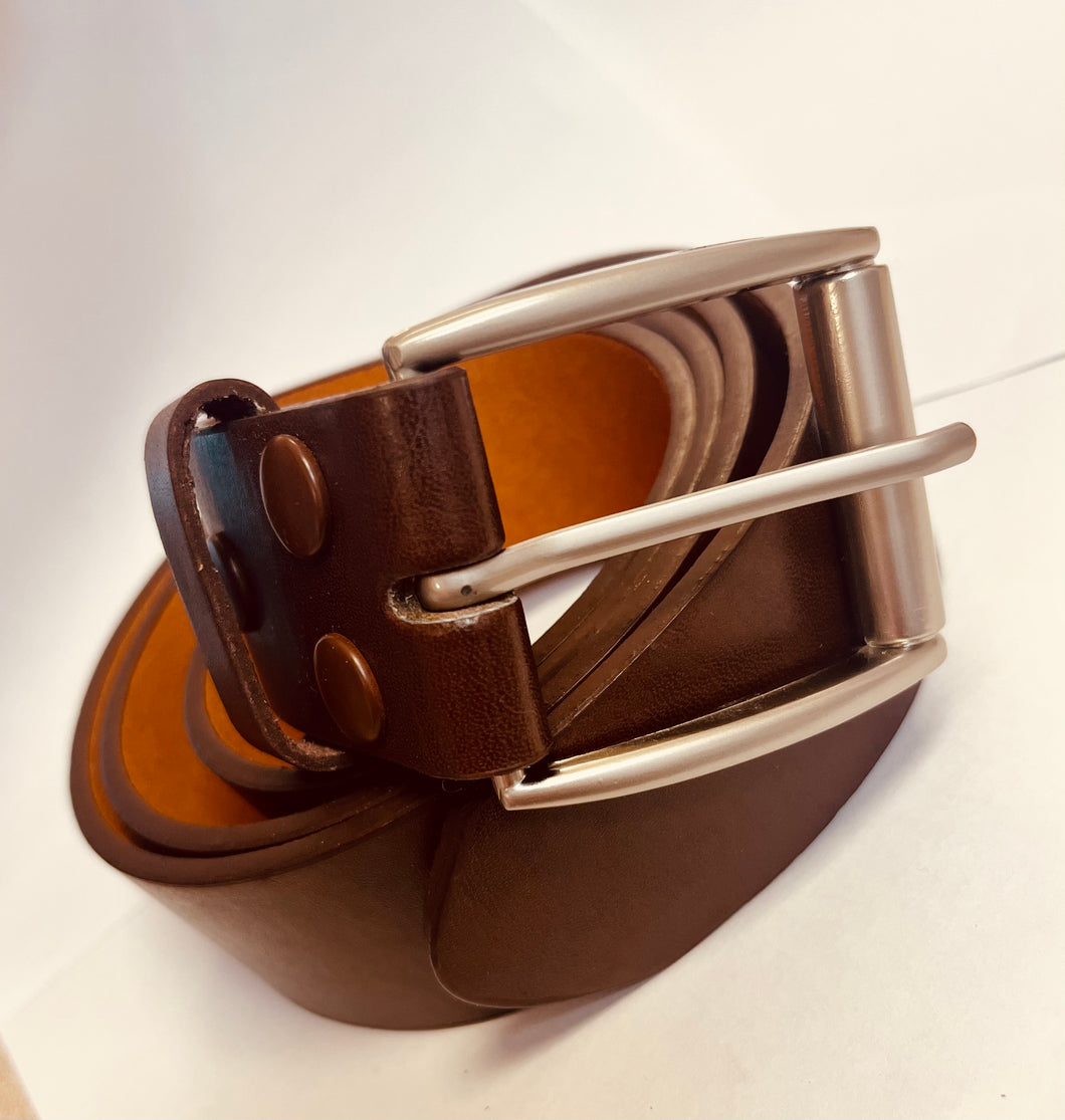 XL Silver Men's Leather Belt