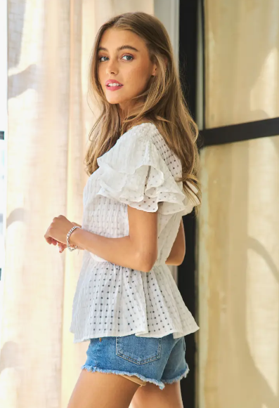 Gingham Ruffle Plaid Top