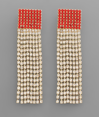 Gameday Square Crystal Tassel Earrings