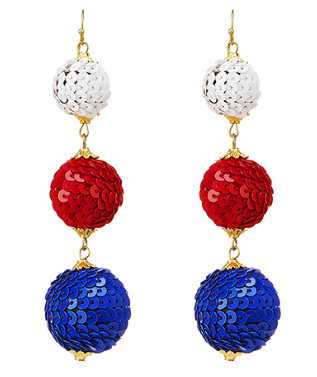 RWB Sequin Ball Earrings