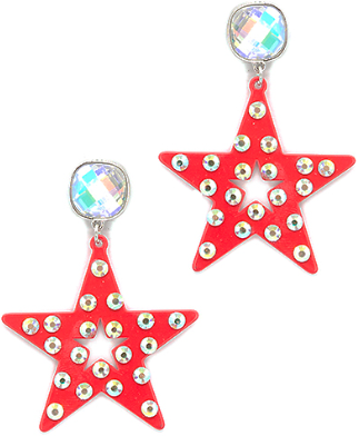 Crystal Star Rhodium Earrings