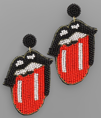 Rocker Lips Beaded Earrings