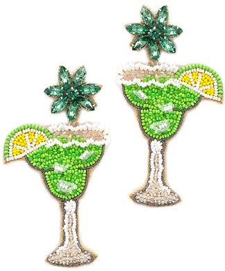 Lime Cocktail Beaded Earring