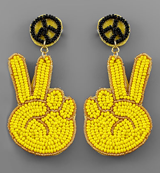 Beaded Peace Sign Earrings