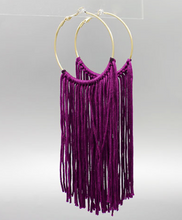 Load image into Gallery viewer, Hoop &amp; Fringe Thread Earrings
