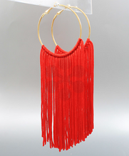 Load image into Gallery viewer, Hoop &amp; Fringe Thread Earrings
