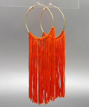 Load image into Gallery viewer, Hoop &amp; Fringe Thread Earrings
