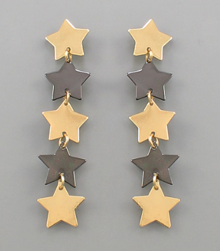 Linear Star Drop Earrings