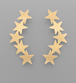 5 Star Curved Earrings