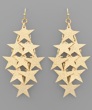 Textured Star Chandelier Earrings