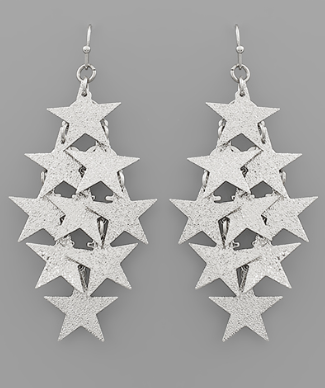 Textured Star Chandelier Earrings