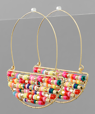 Beaded Wedge Dangle Hoops