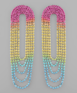 Crystal Rainbow Tassel Earrings