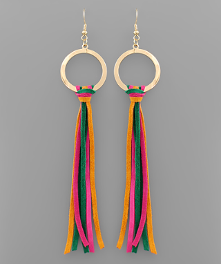 Golden Hoop Drop Tassel Earrings
