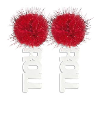 Fuzzy PomPom Team Earrings