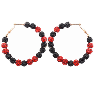 Red/Black Crystal Beaded Hoops