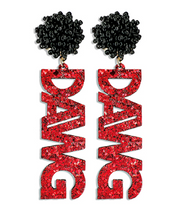 Load image into Gallery viewer, Team Color Beaded PomPom Earring
