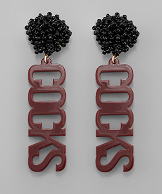 Team Color Beaded PomPom Earring