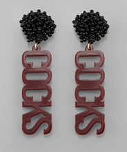 Load image into Gallery viewer, Team Color Beaded PomPom Earring
